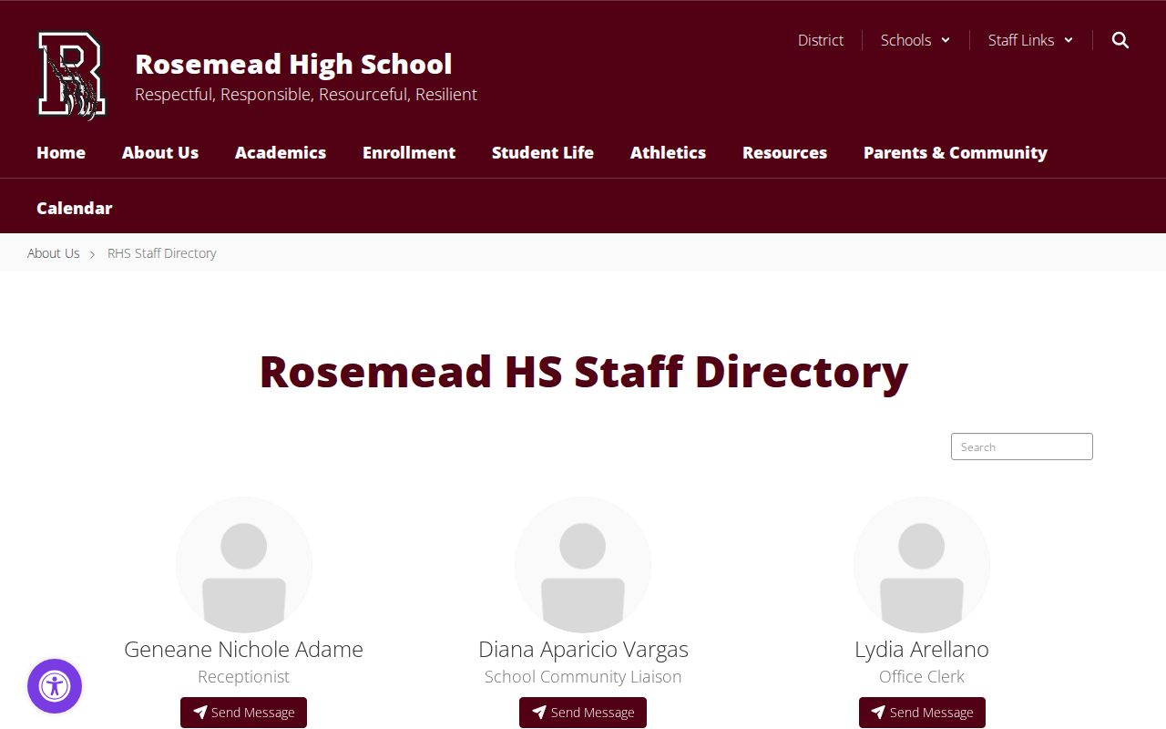 Rosemead people directories high school staff listing