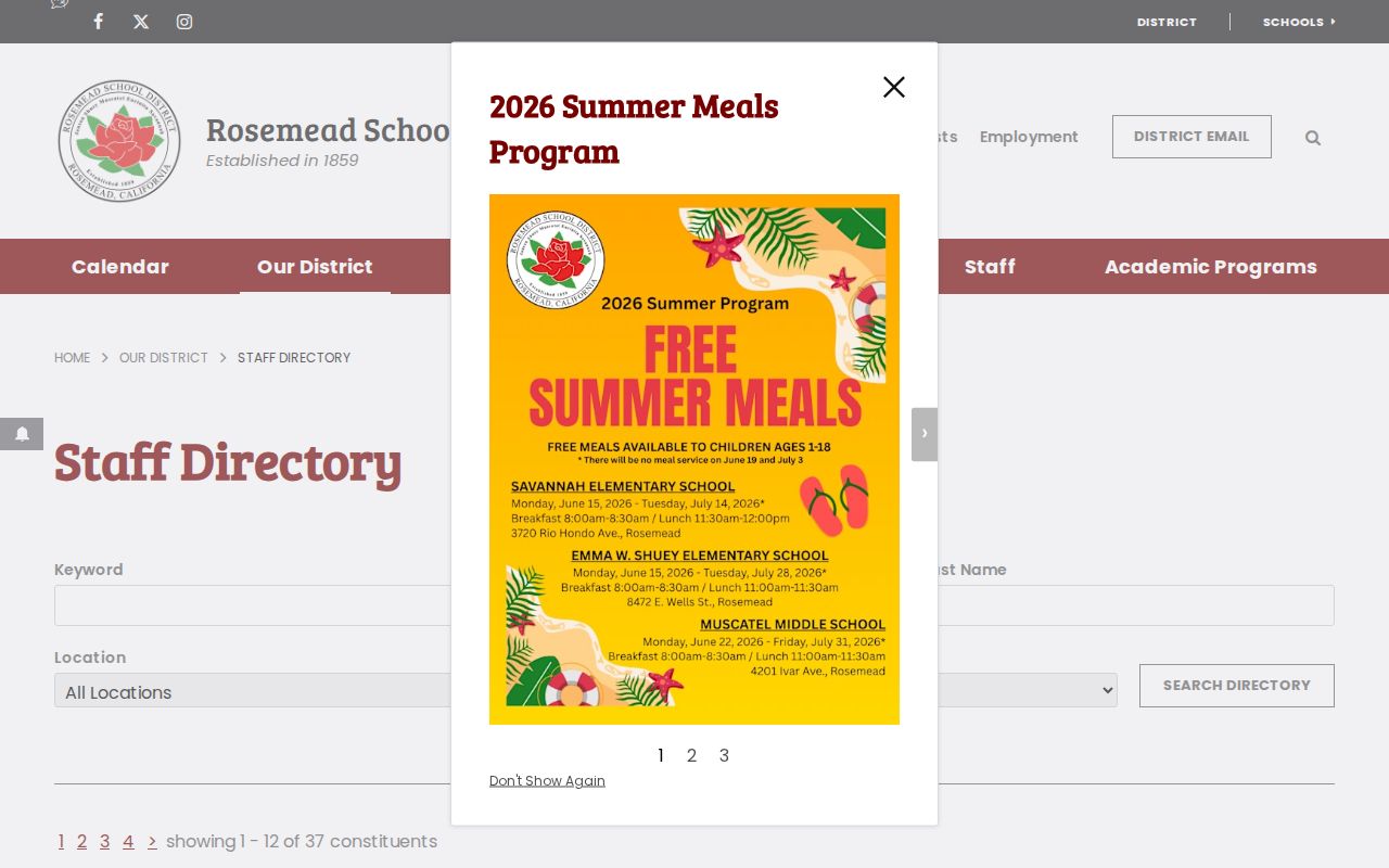 Rosemead people directories school district staff search