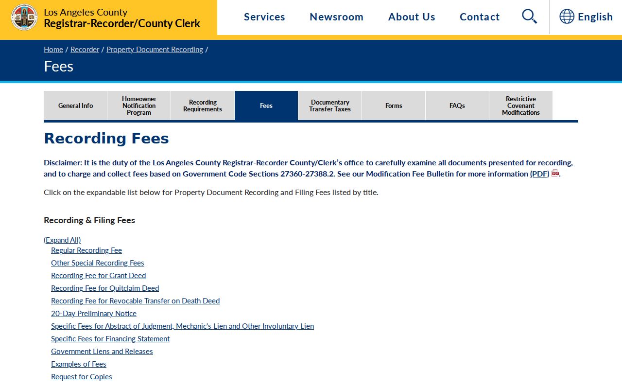 Rosemead public records recorder certified copy fee page